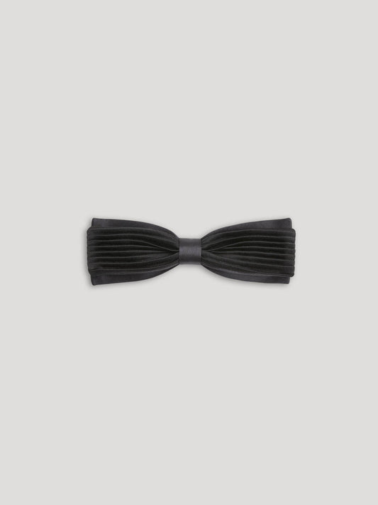 Black on black pleated bow tie.