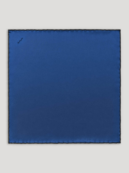 Blue silk handkerchief with black border.