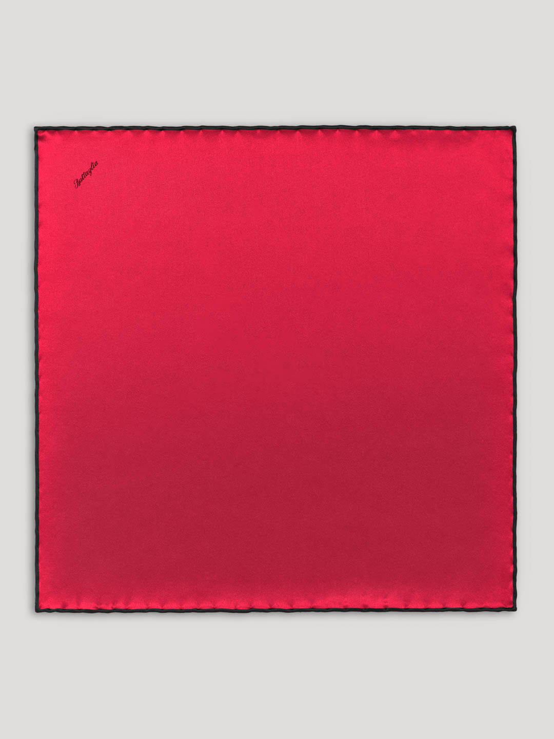 Red silk handkerchief with black border.