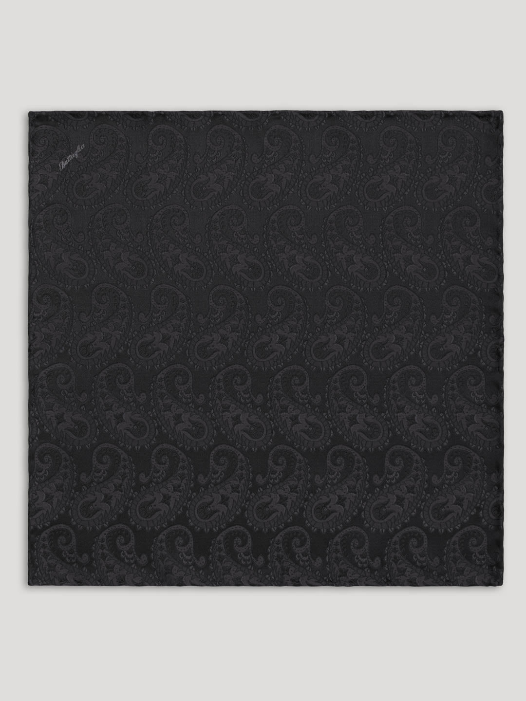 Black tone on tone paisley handkerchief.
