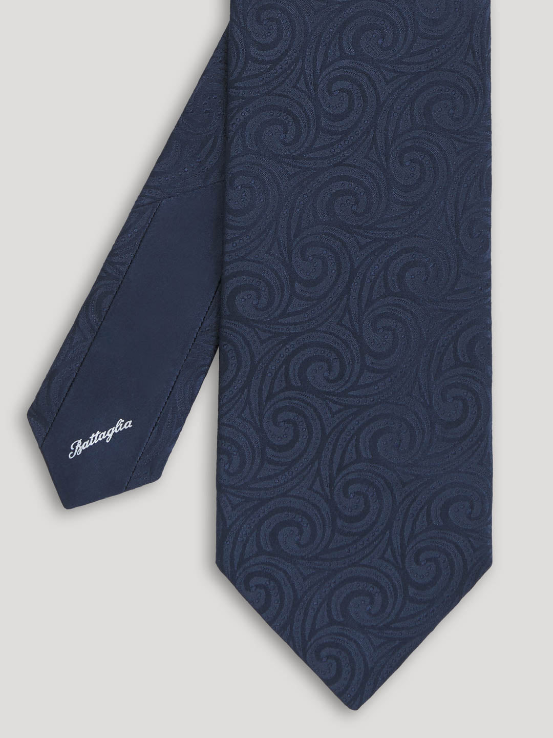 Blue silk tie.