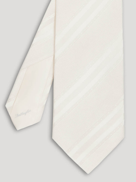 White stripe silk tie.
