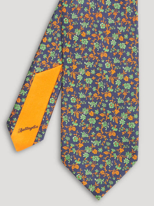Blue, green, and orange floral handkerchief.