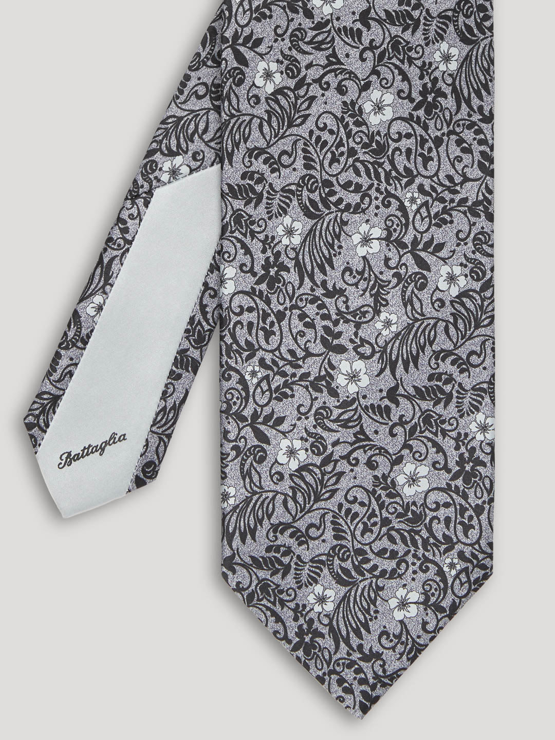 Black and silver floral tie.