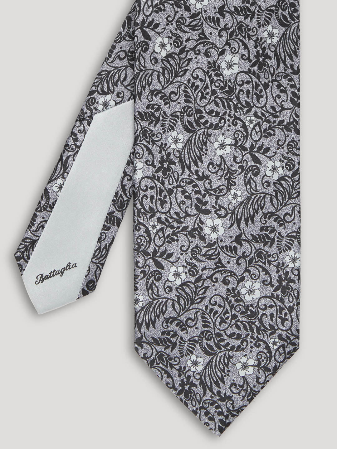 Black and silver floral tie. 