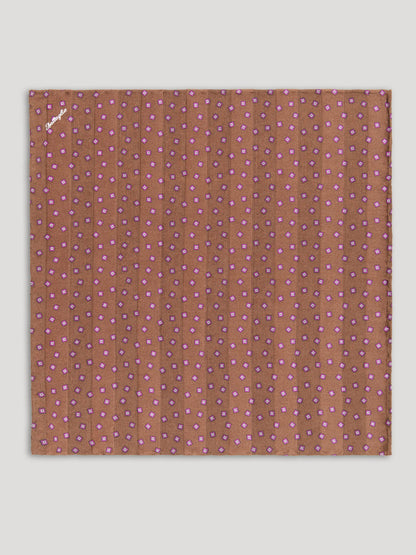 Brown striped handkerchief with small diamond design.