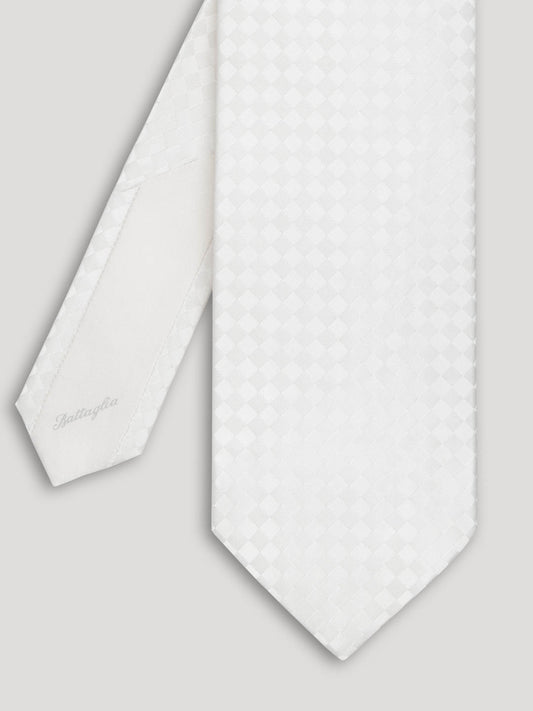 Tone on tone white checkerboard tie.