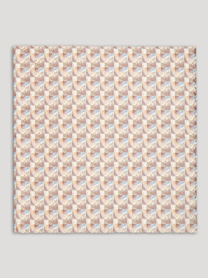 Beige handkerchief with geometric pattern. 