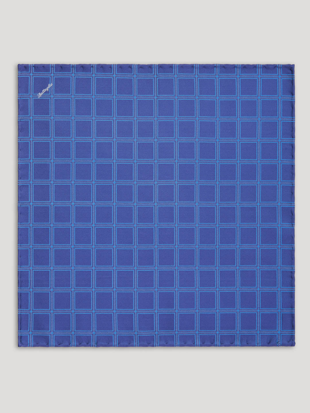 Blue handkerchief with diamond design.