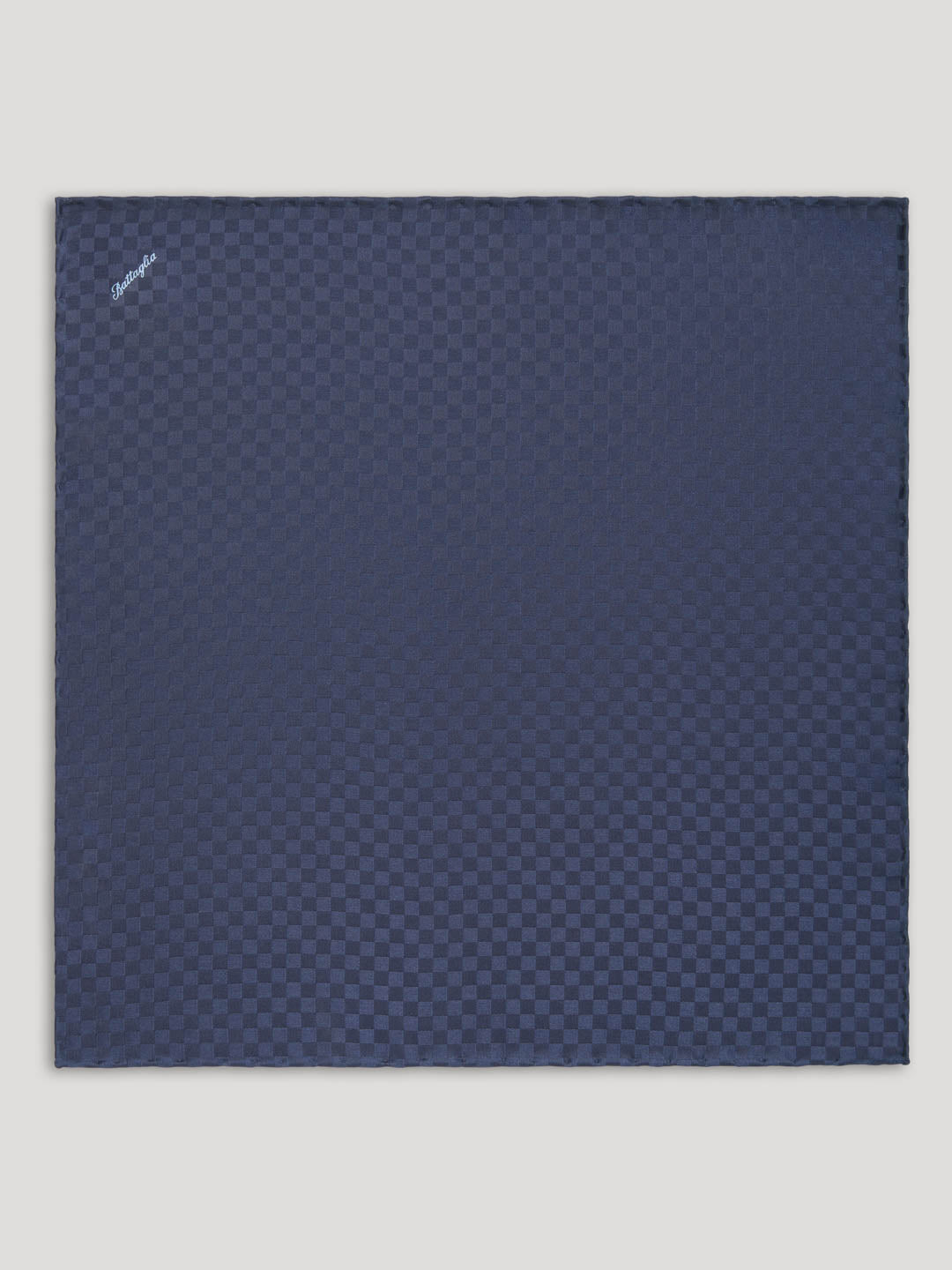 Blue tone on tone handkerchief with checkerboard design. 