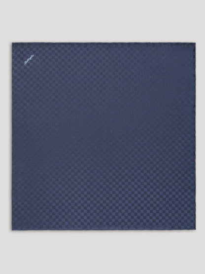 Blue tone on tone handkerchief with checkerboard design. 