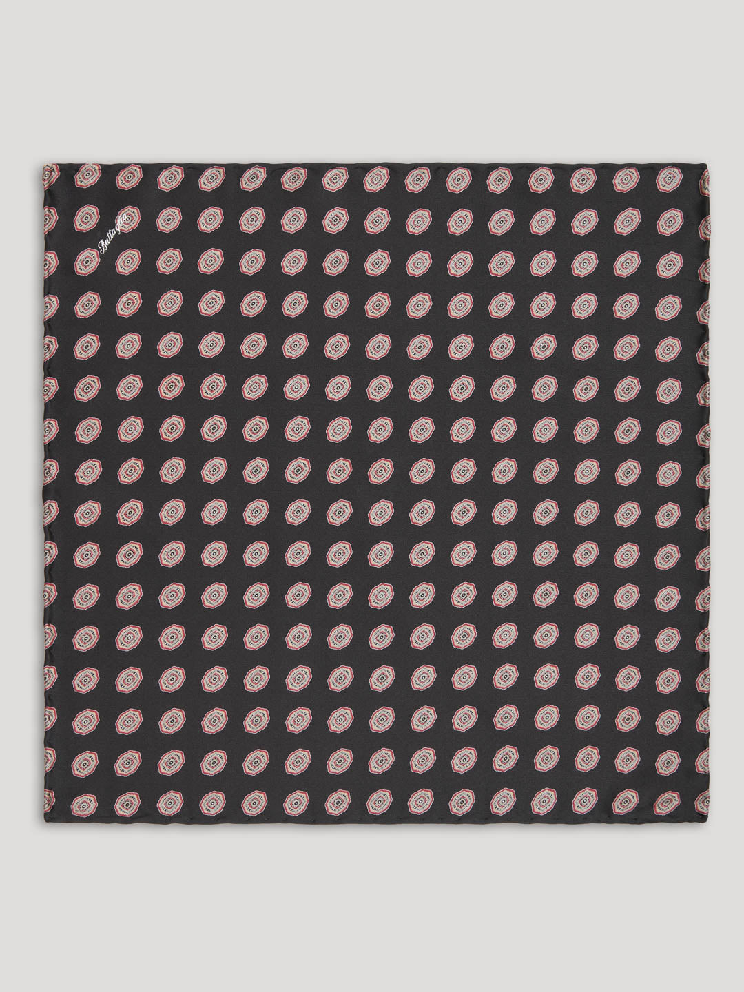 Black handkerchief with silver large pattern