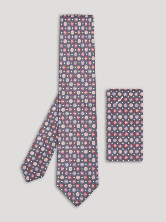 Purple tie with mini Polkadots and matching handkerchief