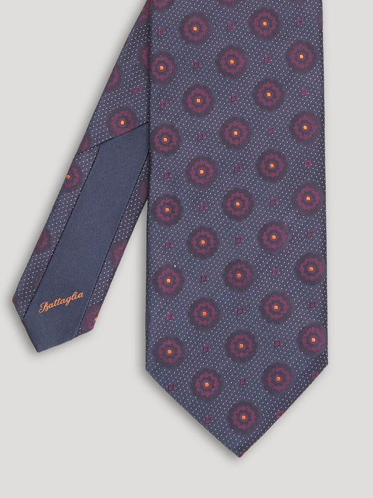 Purple and yellow tie with large pattern