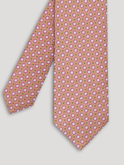 Purple pink and brown tie with large pattern