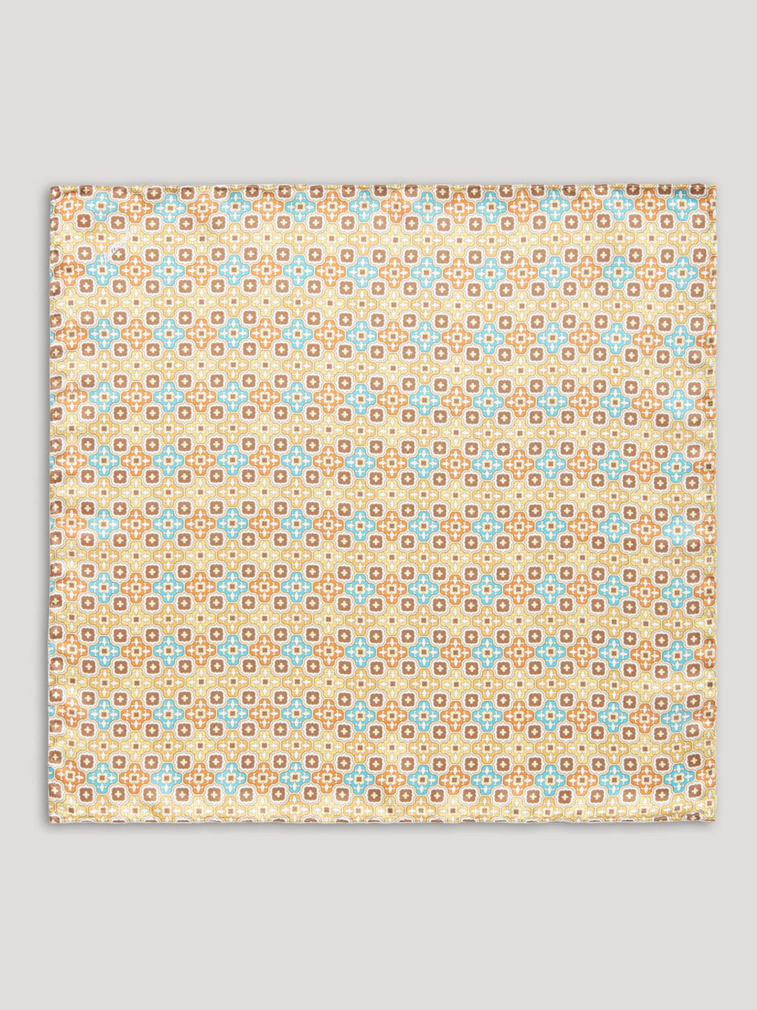 Yellow blue and beige handkerchief with large pattern