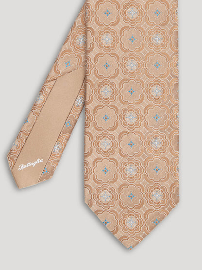 Brown and beige tie with large pattern