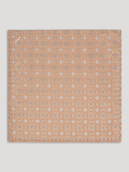 Brown and beige silk handkerchief with large pattern