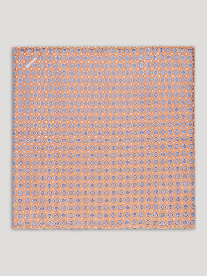 Orange and blue silk handkerchief with large pattern