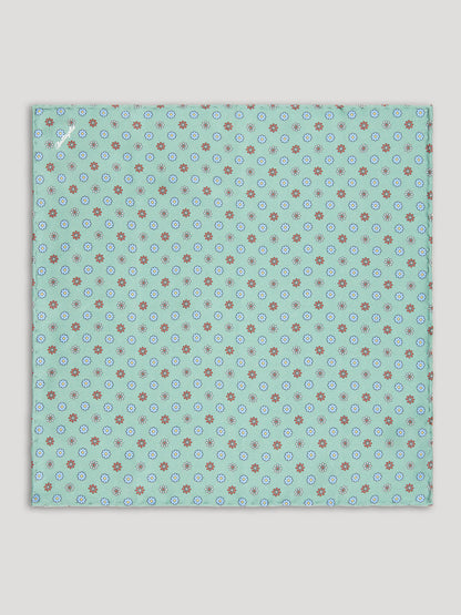 Red, green and blue silk handkerchief with large pattern