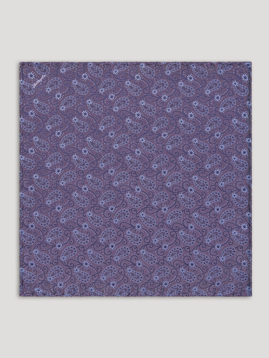 Purple paisley handkerchief.