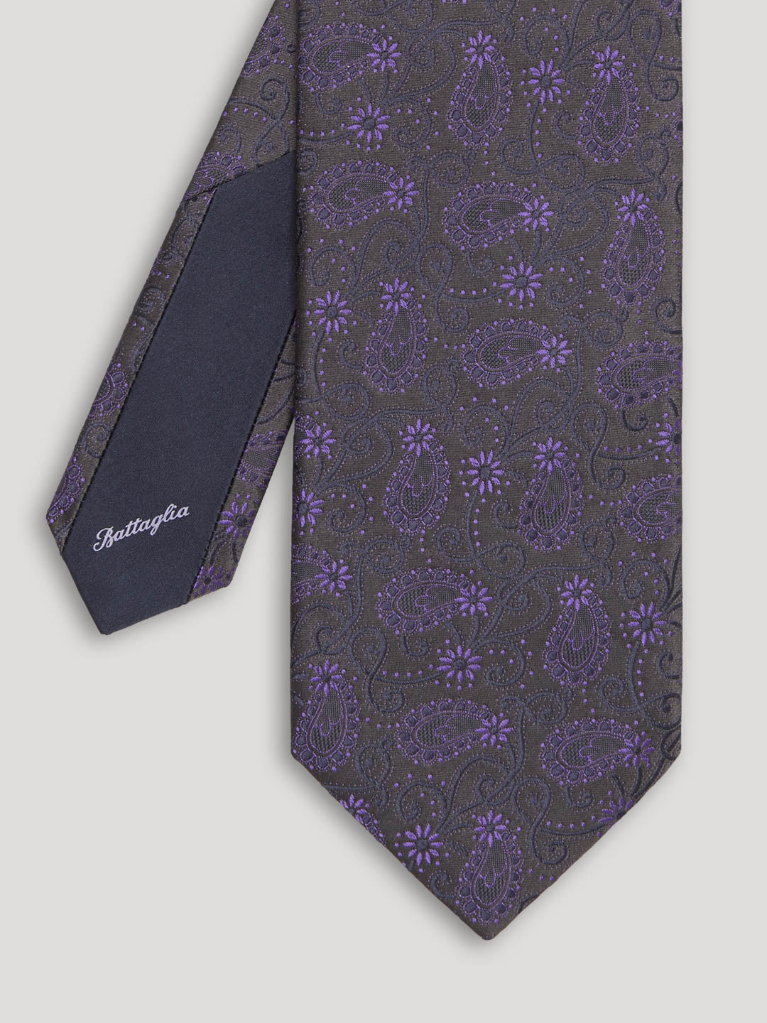 Dark purple paisley tie.