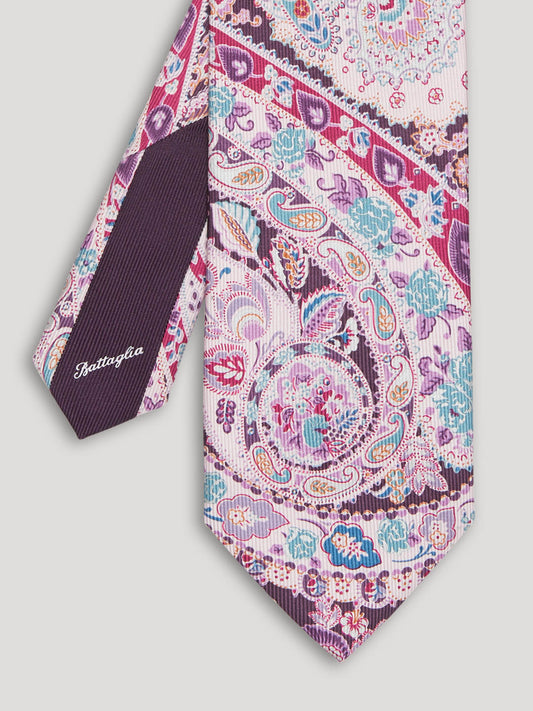Purple and pink paisley tie.