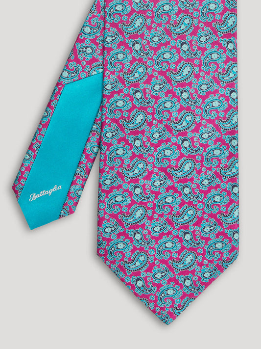 Electric blue and pink paisley tie.