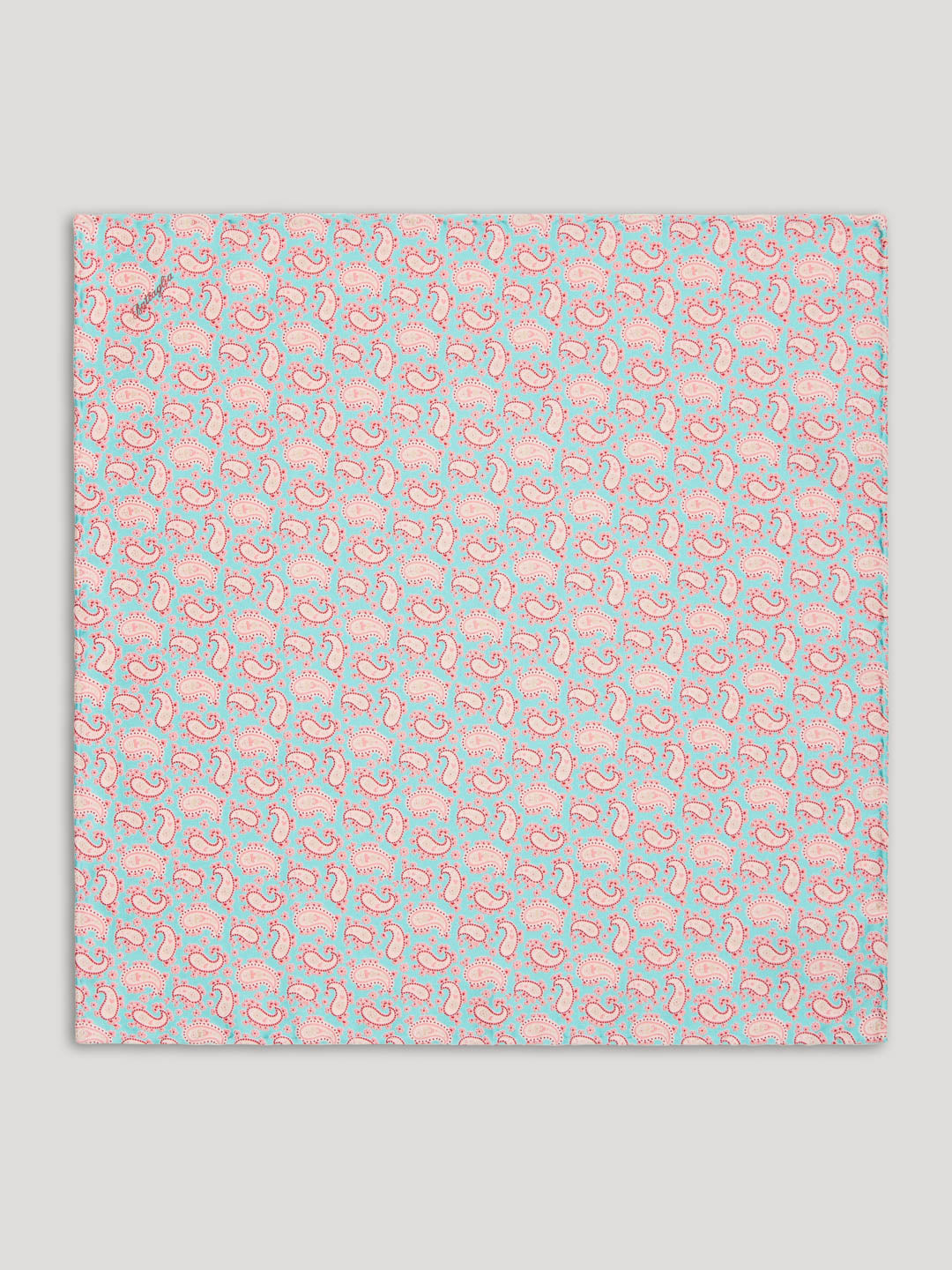 Baby pink and light blue paisley handkerchief.