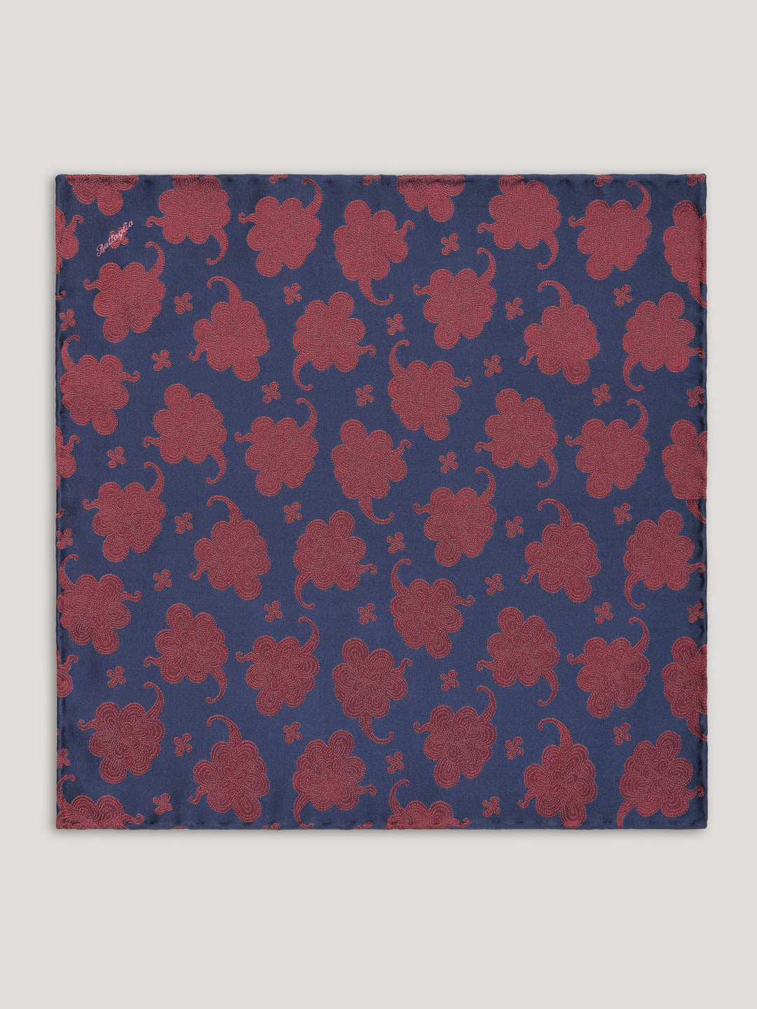 Navy and red paisley handkerchief.