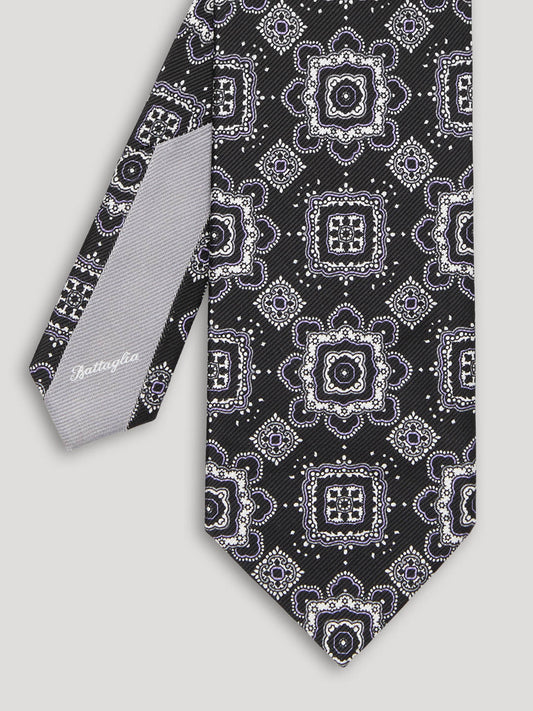 Black, grey, and silver paisley tie.