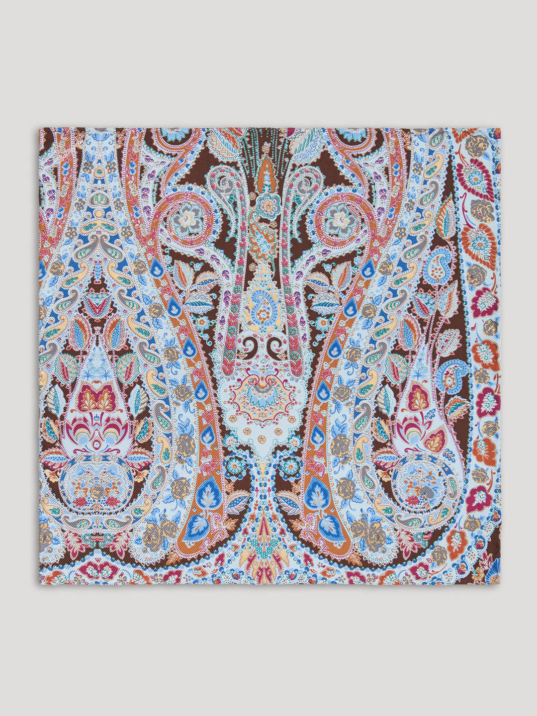 Blue and brown paisley handkerchief.