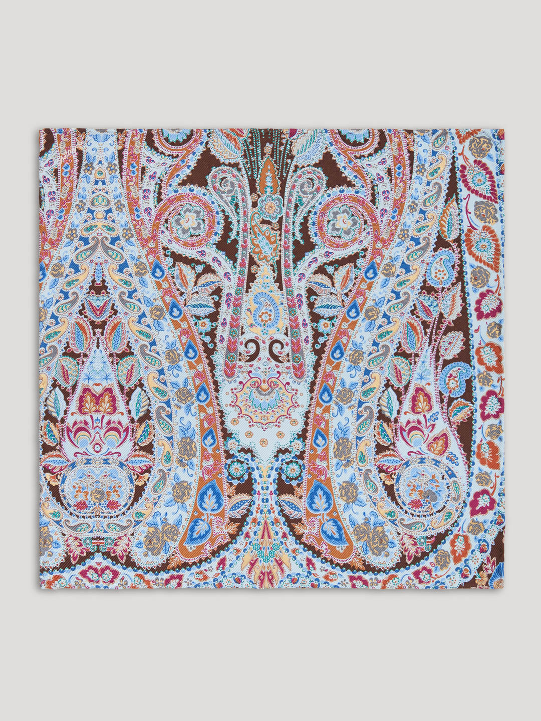 Blue and brown paisley handkerchief. 