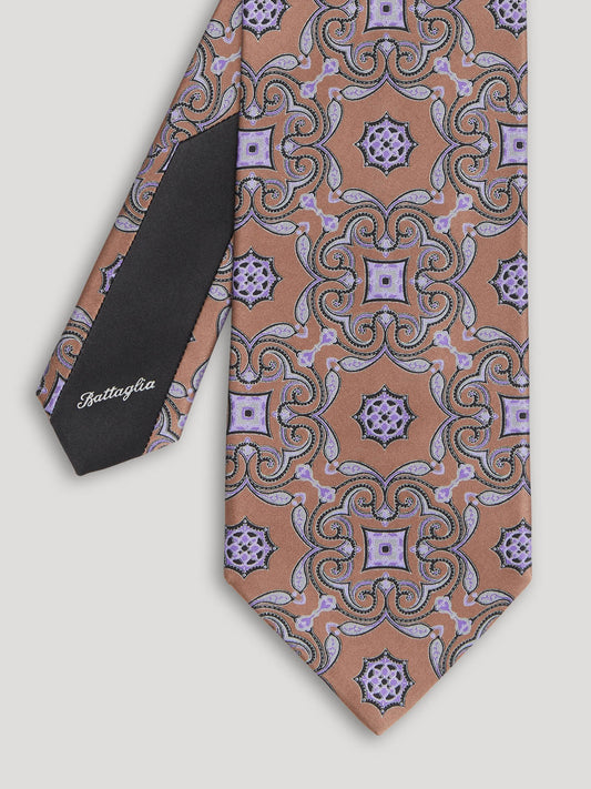 Purple and brown paisley tie.