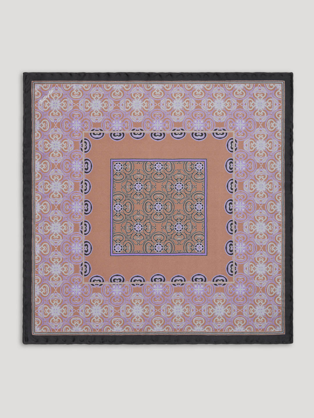 Purple and brown paisley handkerchief.