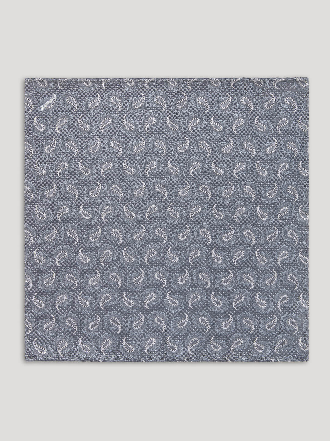 Grey paisley handkerchief.
