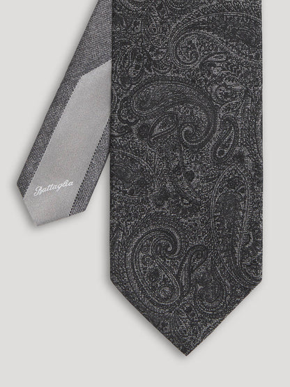 Black paisley tie. 