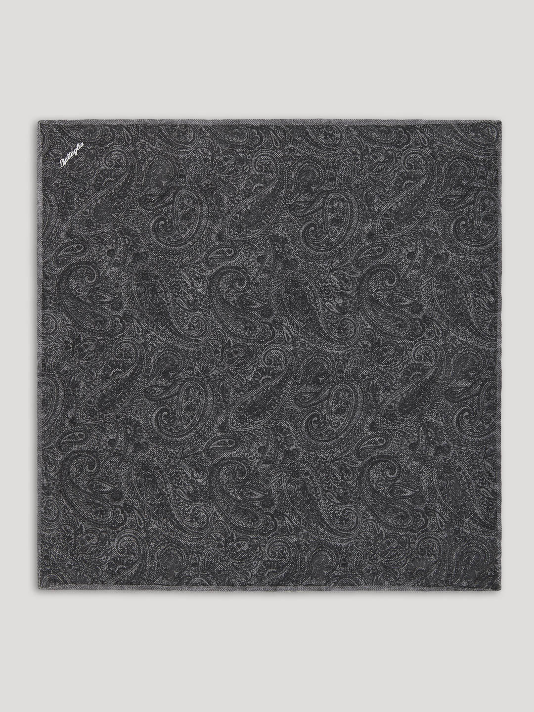 Black paisley handkerchief.