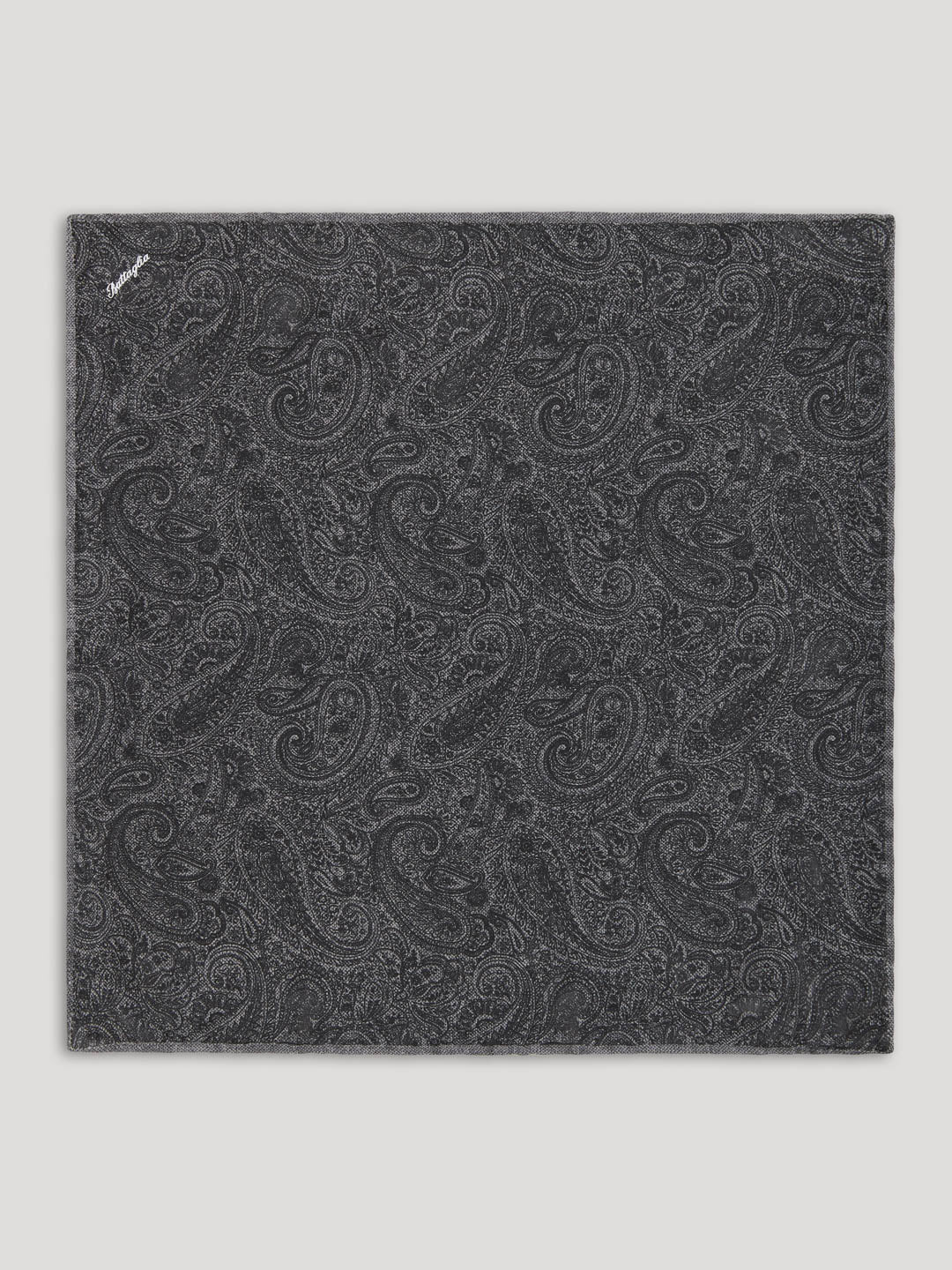 Black paisley handkerchief. 