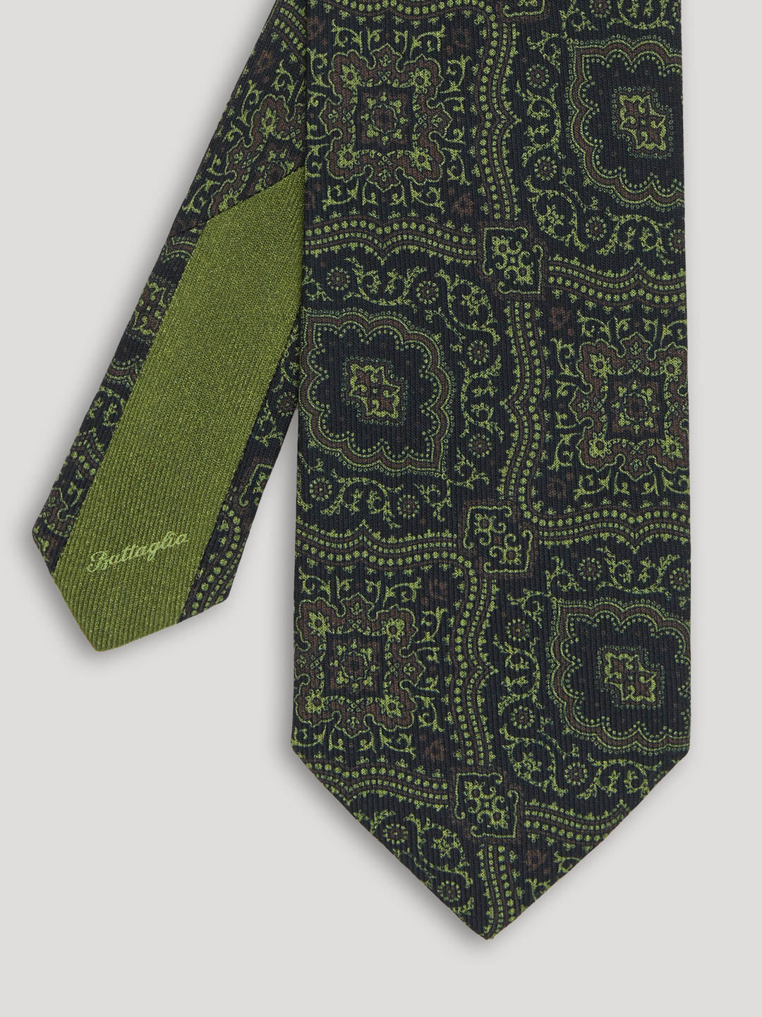 Green and black silk paisley tie.