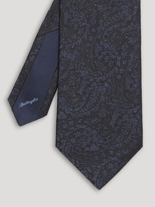 Blue and black silk paisley tie.