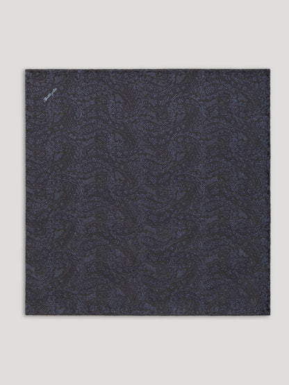 Blue and black silk paisley handkerchief. 