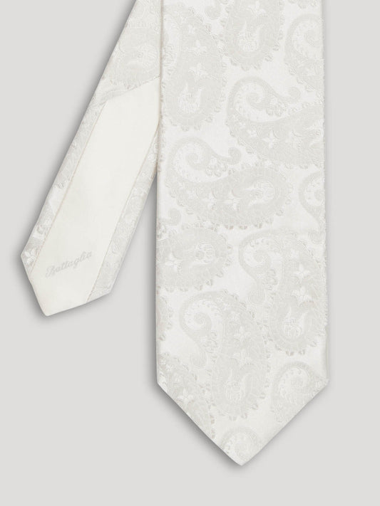 White paisley silk tie.