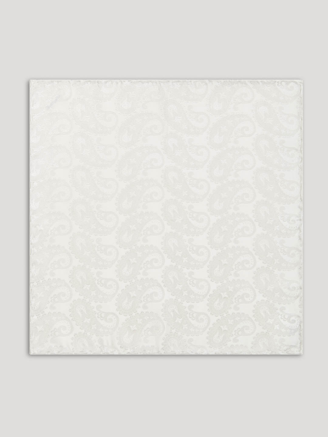White paisley silk handkerchief.