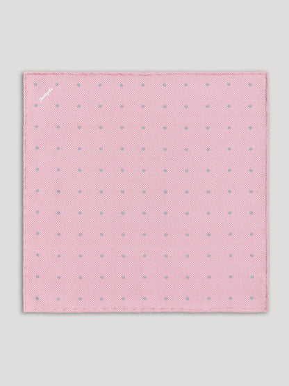 Baby pink handkerchief with grey polkadots. 