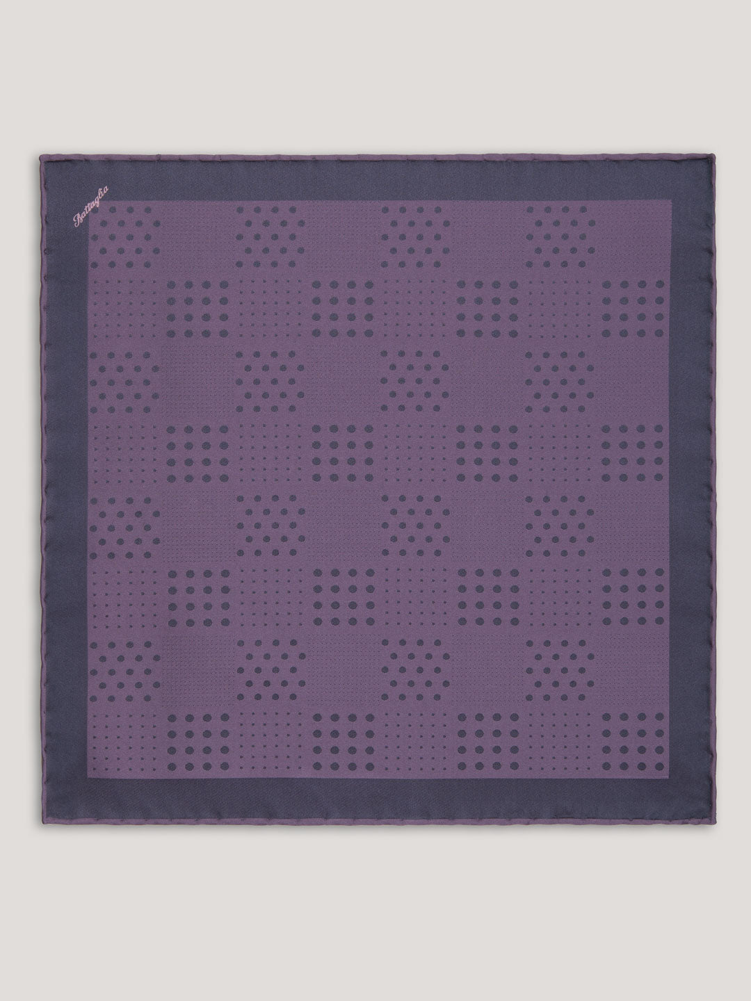 Purple tone on tone handkerchief with small pattern design.