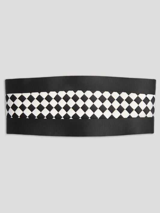 Black and White cumberband with weave design.