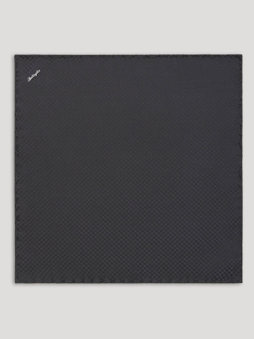 Black silk handkerchief with check pattern. 
