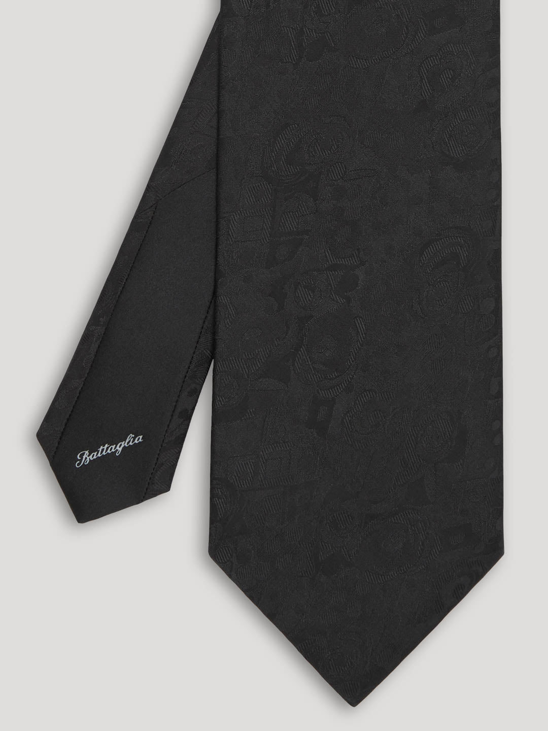 Black silk tie. 