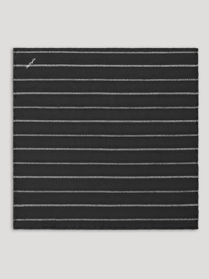 Black silk handkerchief with silver stripes. 